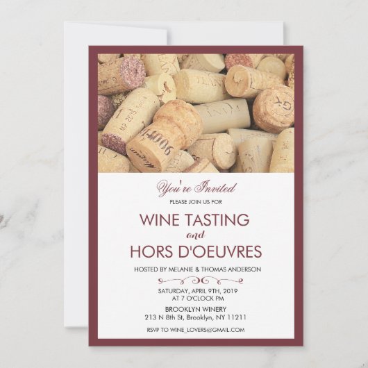 Invitation à une dégustation de vin de Cork (Devant)