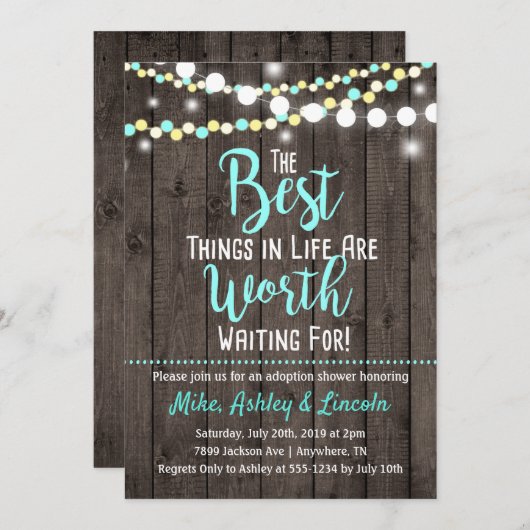 Invitation à une douche d'adoption Meilleures chos (Devant / Derrière)