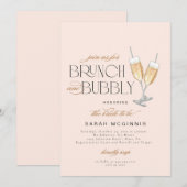 Invitation à une Douche de Champagne Prosecco Brun (Devant / Derrière)