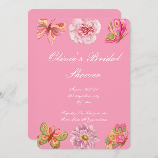 Invitation à une douche de mariée  (Devant / Derrière)