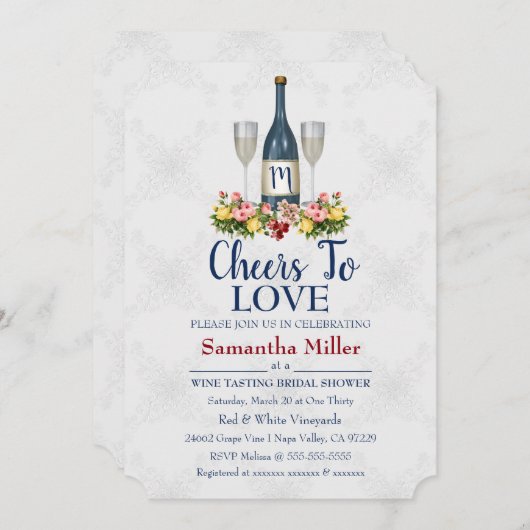 Invitation À Une Douche De Vin Ou De Vin (Devant / Derrière)