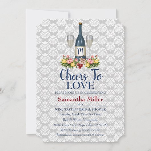 Invitation À Une Douche De Vin Ou De Vin (Devant)