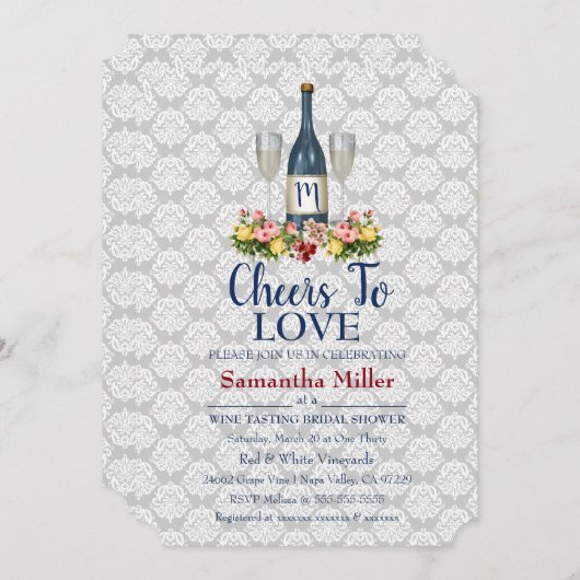 Invitation À Une Douche De Vin Ou De Vin (Devant / Derrière)