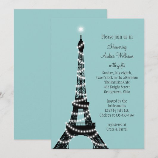 Invitation à une douche nuptiale à Paris (Devant / Derrière)