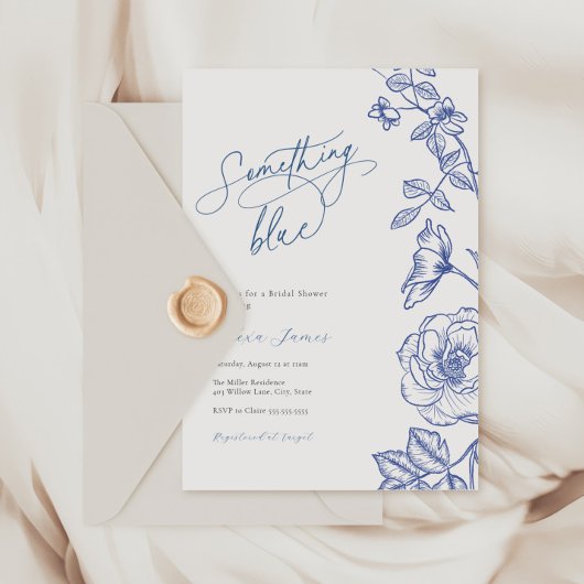Invitation à une douche nuptiale bleue