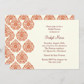 Invitation à une douche nuptiale Damas Vintage (Devant / Derrière)