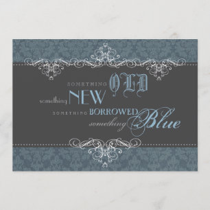 Invitation à une douche nuptiale élégante en bleu