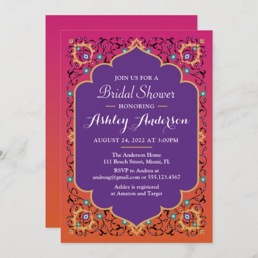 Invitation à une douche nuptiale marocaine (Devant / Derrière)