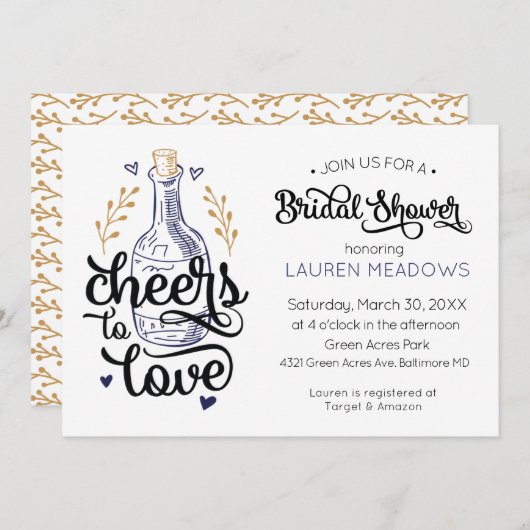 Invitation à une douche nuptiale pour les amateurs (Devant / Derrière)