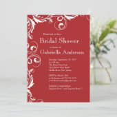 Invitation à une douche nuptiale rouge d'élégance  (Debout devant)