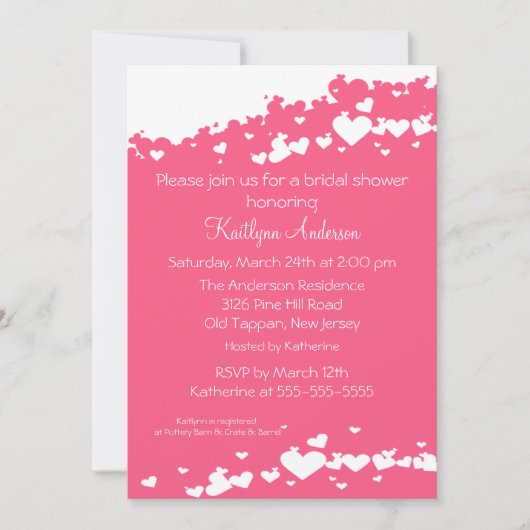 Invitation à une douche nuptiale sur le champ rose (Devant)