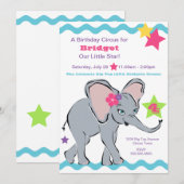 Invitation à une étoile d'éléphant d'une fille aux (Devant / Derrière)