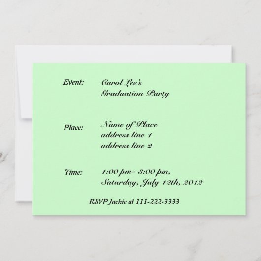 invitation à une fête (Dos)