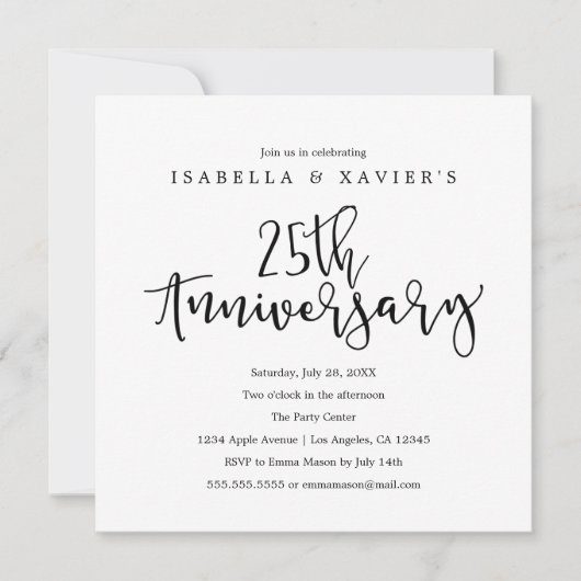 Invitation à une fête | 25e anniversaire (Devant)