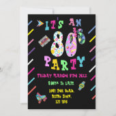 Invitation à une fête 80 sur le thème rétro de la  (Devant)