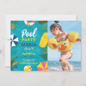 Invitation à une fête à la piscine d'anniversaire (Devant)