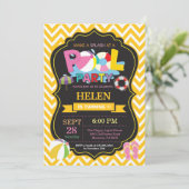 Invitation à une fête à la piscine Fille jaune Spl (Debout devant)