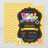 Invitation à une fête à la piscine Fille jaune Spl (Devant / Derrière)