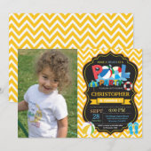 Invitation à une fête à la piscine garçon jaune Sp (Devant / Derrière)
