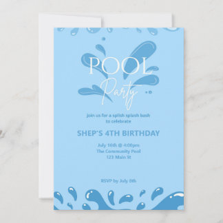 invitation à une fête au bord de la piscine