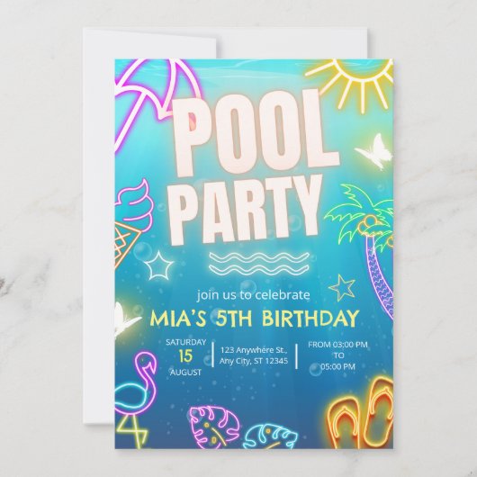 Invitation à une fête au bord de la piscine, Anniv (Devant)