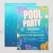 Invitation à une fête au bord de la piscine, Anniv (Devant / Derrière)