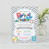 Invitation à une fête au bord de la piscine Garçon (Debout devant)