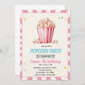 Invitation à une fête au popcorn rose (Devant / Derrière)