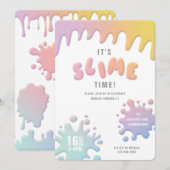 Invitation à une fête au slime arc-en-ciel (Devant / Derrière)
