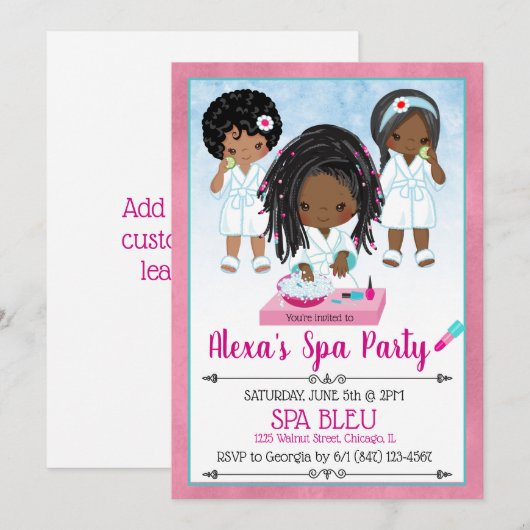 Invitation à une fête au Spa Afro-Américain (Devant / Derrière)