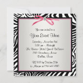 Invitation à une fête au zèbre rose joli (Dos)