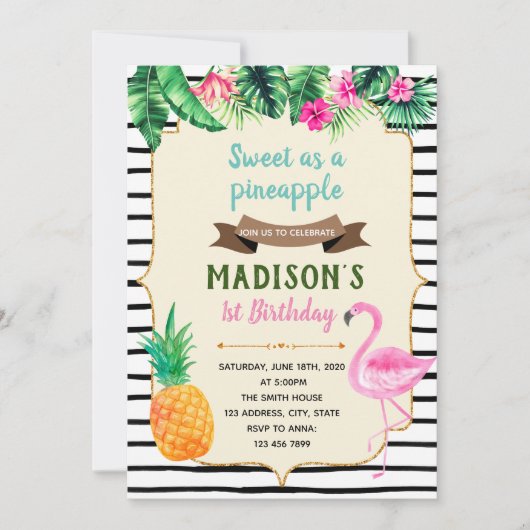 Invitation à une fête aussi douce qu'un ananas (Devant)