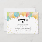 Invitation à une fête avec ballons de fête (Devant)