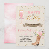 Invitation à une fête avec bottes et champagne (Devant / Derrière)