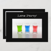 Invitation à une fête avec des verres à shot (Devant / Derrière)