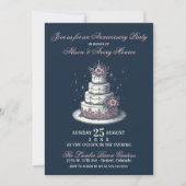 Invitation à une fête avec gâteau rose et blanc (Devant)