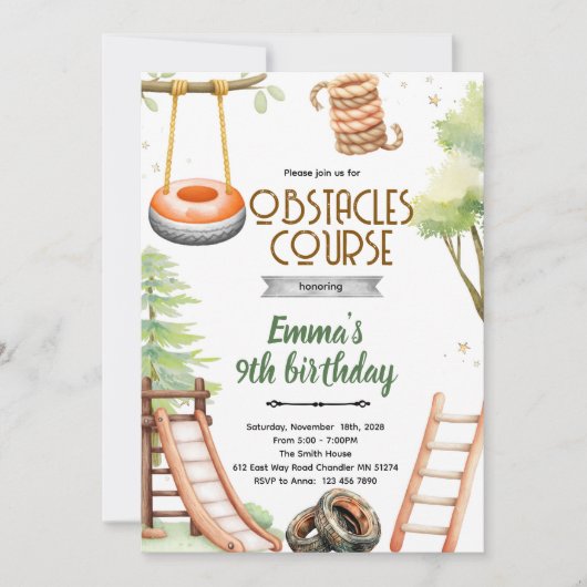Invitation à une fête avec parcours d'obstacles po (Devant)