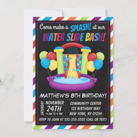 Invitation à une fête avec toboggan aquatique Anni (Devant)