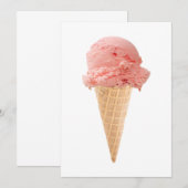 Invitation à une fête avec un cornet de glace (Devant / Derrière)