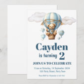 Invitation à une fête avec un ours en peluche dans (Devant / Derrière)