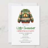 Invitation à une fête avec un pull moche drôle ten (Devant)