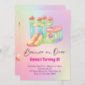 Invitation à une fête avec une maison gonflable ar (Devant / Derrière)