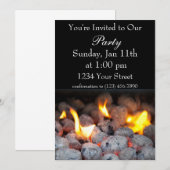 Invitation à une fête BBQ avec feu (Devant / Derrière)