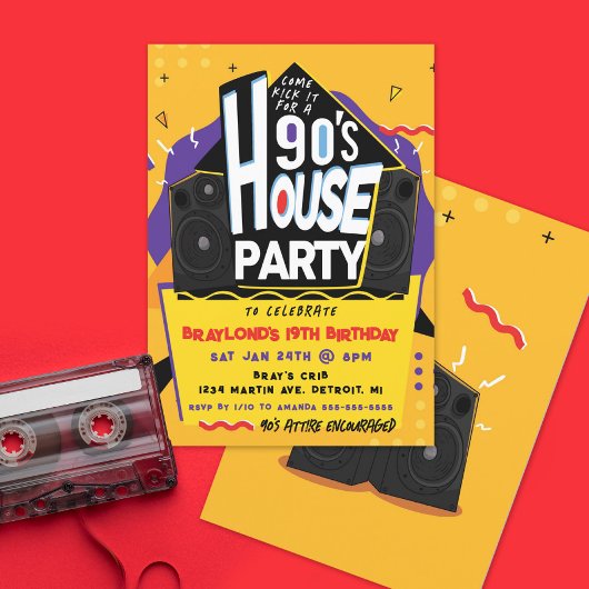 Invitation à une fête chez soi des années 90