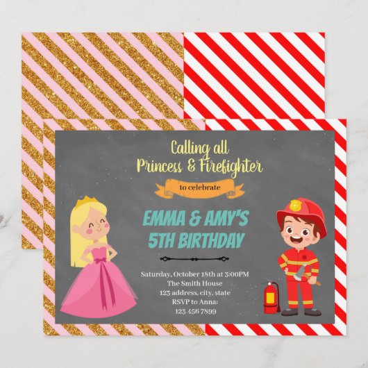 Invitation à une fête conjointe de princesse et de (Devant / Derrière)