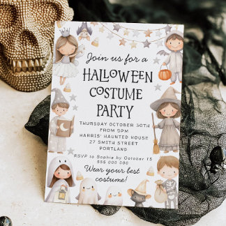 Invitation à une fête costumée Halloween mignonne