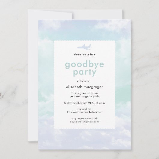 Invitation à une fête d'adieu (Devant)