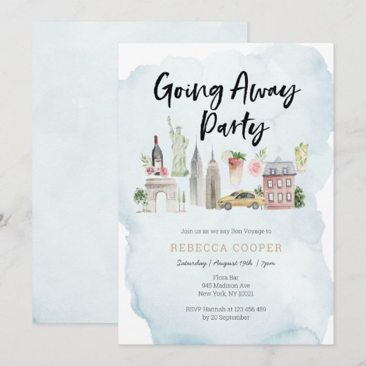 Invitation à une fête d'adieu à New York City (Devant / Derrière)