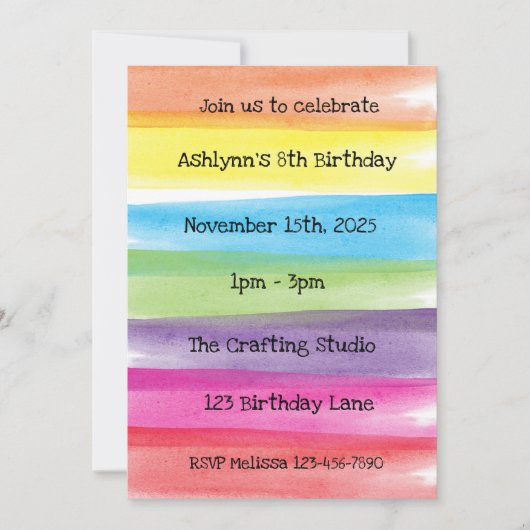 Invitation à une fête d'anniversaire (Devant)