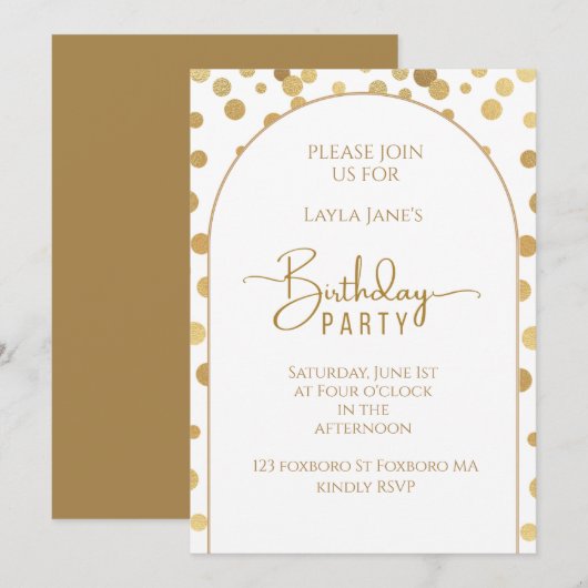 Invitation à une fête d'anniversaire (Devant / Derrière)